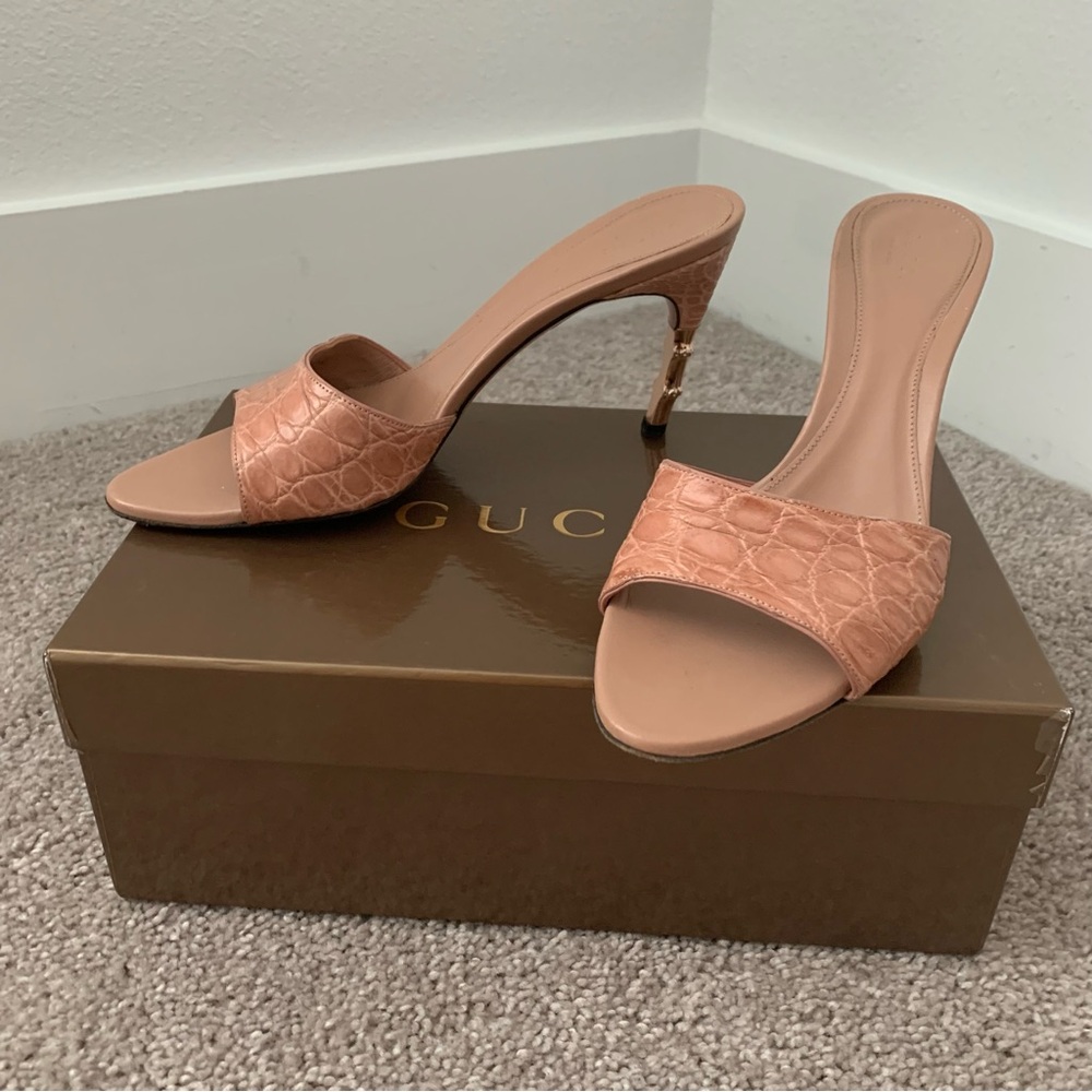 Gucci Tom Ford Era Crocodile Bamboo Heels